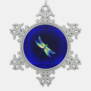Libel Electric Blue - Personaliseer met een naam Tin Sneeuwvlok Ornament