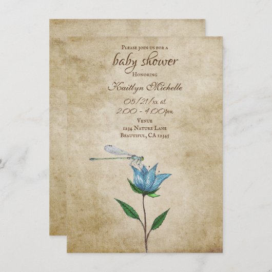  libel en blauw Baby shower Kaart (Voorkant / Achterkant)