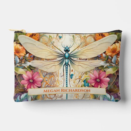 Libel en wilde bloemen met naam Klein Etui (Voorkant)