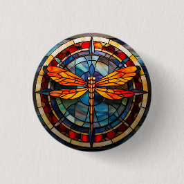 libel gekleurd glas ronde button 3,2 cm