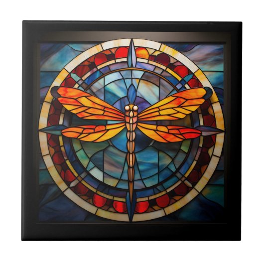 libel gekleurd glas tegeltje (Voorkant)