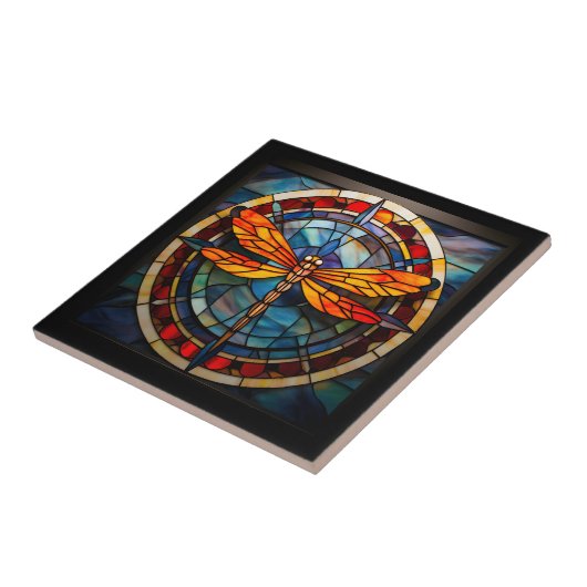 libel gekleurd glas tegeltje (Zijkant)