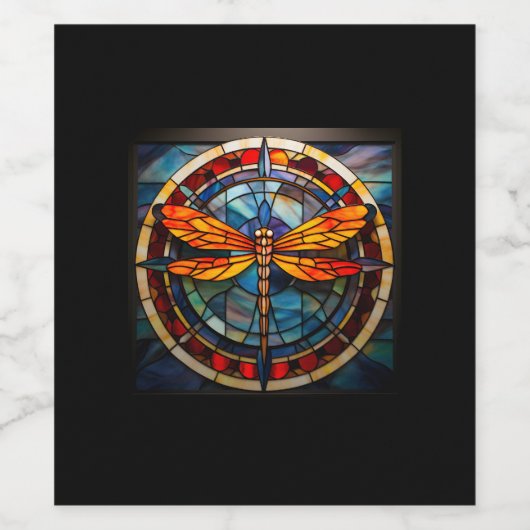 libel gekleurd glas wijn etiket (Enkel label)