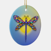 Libel - in blauw (rond) keramisch ornament (Rechts)