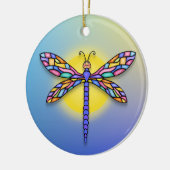 Libel - in blauw (rond) keramisch ornament (Links)