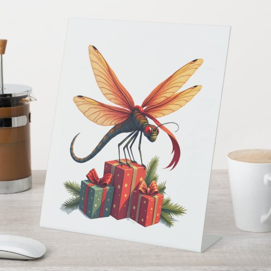 libel in cadeauverpakking reclamebord met voetstuk (Insitu)