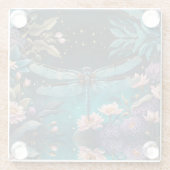 Libel in een bloementuin 's nachts glazen onderzetter (Achterkant)