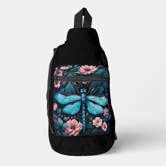 Libel in een bloementuin 's nachts sling bag (Voorkant)