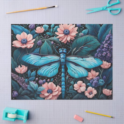 Libel in een bloementuin 's nachts tissuepapier (Craft)