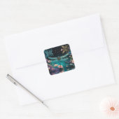 Libel in een bloementuin 's nachts vierkante sticker (Envelop)