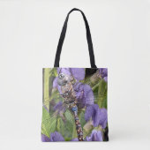 Libel met blauwe ogen op bloem tote bag (Voorkant)