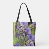 Libel met blauwe ogen op bloem tote bag (Achterkant)