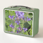 Libel met blauwe ogen op paarse bloemen (Voorkant)