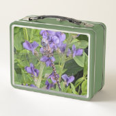 Libel met blauwe ogen op paarse bloemen (Achterkant)