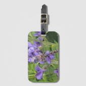 Libel met blauwe ogen op paarse bloemen bagagelabel (Voorkant (verticaal))