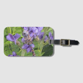 Libel met blauwe ogen op paarse bloemen bagagelabel (Voorkant (horizontaal))