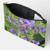 Libel met blauwe ogen op paarse bloemen etui (Open)