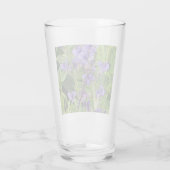 Libel met blauwe ogen op paarse bloemen glas (Achterkant)