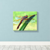 Libel op Aloe Plant Ingepakt Canvas Afdruk (Insitu (Houten vloer))