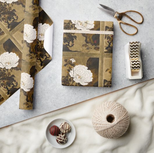 libel op botanisch goud japanse pioen cadeaupapier (Crafts)