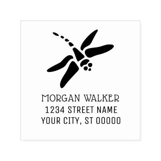 Libel Silhouet #1 Insect Naam Adres Zelfinktende Stempel (Design)