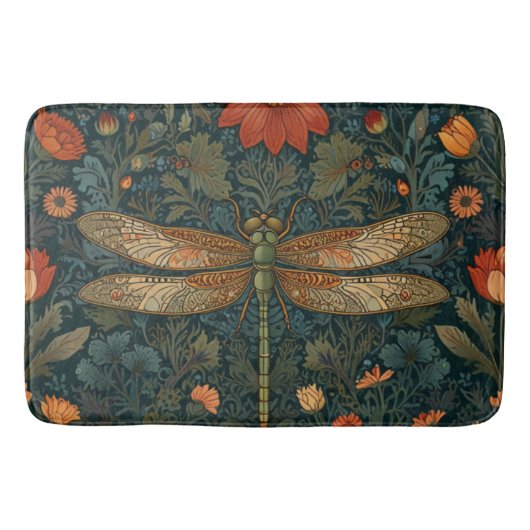  libel sinaasappel bloemengroen boho chic badmat (Voorkant)