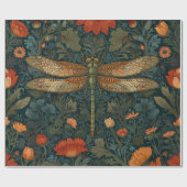  libel sinaasappel bloemengroen boho chic cadeaupapier (Vlak)