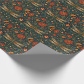 libel sinaasappel bloemengroen boho chic cadeaupapier (Hoek)