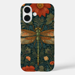 libel sinaasappel bloemengroen boho chic iPhone 16 hoesje