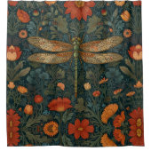 libel sinaasappel bloemengroen boho chic douchegordijn (Voorkant)