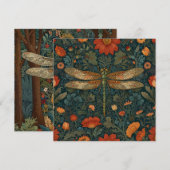 libel sinaasappel bloemengroen boho chic kaart (Voorkant / Achterkant)