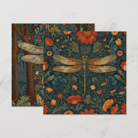  libel sinaasappel bloemengroen boho chic kaart (Voorkant / Achterkant)