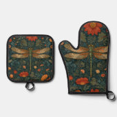libel sinaasappel bloemengroen boho chic ovenwant & pannenlap set (Voorkant)