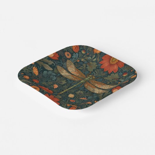  libel sinaasappel bloemengroen boho chic papieren bordje (Gebogen)