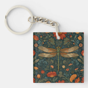 libel sinaasappel bloemengroen boho chic sleutelhanger