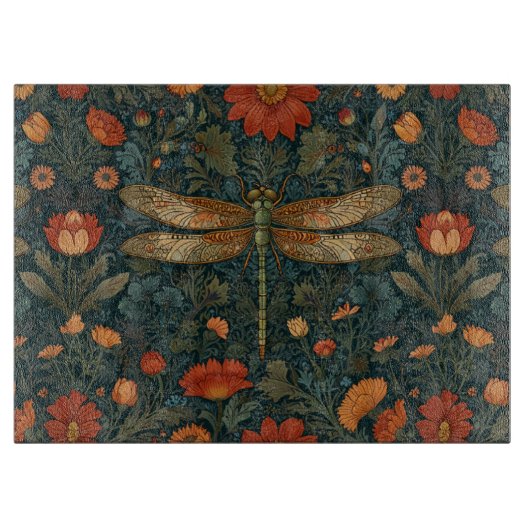  libel sinaasappel bloemengroen boho chic snijplank (Voorkant)