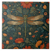  libel sinaasappel bloemengroen boho chic tegeltje (Voorkant)