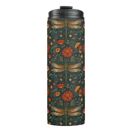  libel sinaasappel bloemengroen boho chic thermosbeker (Voorkant)