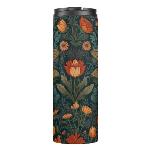 libel sinaasappel bloemengroen boho chic thermosbeker (Achterkant)