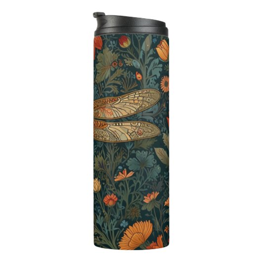 libel sinaasappel bloemengroen boho chic thermosbeker (Geroteerd rechts)