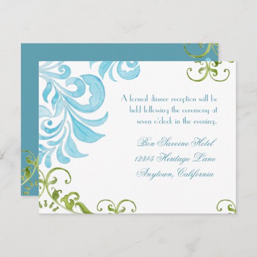 Libel Swirls Scroll Chic Modern Bloem Uitnodiging Informatiekaartje (Voorkant / Achterkant)