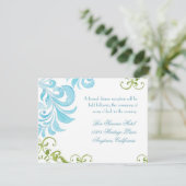 Libel Swirls Scroll Chic Moderne Bloemen Uitnodigi Informatiekaartje (Staand voorkant)