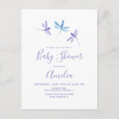Libel Waterverf Paars Blauw Baby Shower Briefkaart (Voorkant)