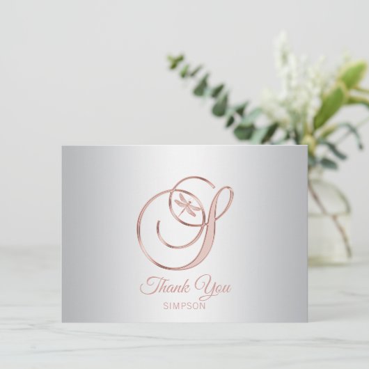 Libel Zilver Grijs Rose Goud Bedankt | S (Staand voorkant)