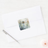Libelle Aquarel Kunst  Vierkante Sticker (Envelop)