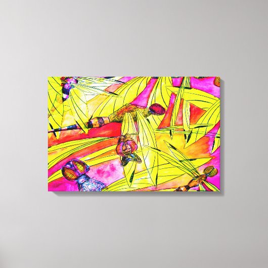 Libelle aquarel schildering canvas afdruk (Voorkant)