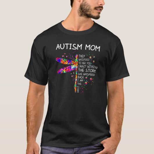 Libelle Autisme Moeder Rommelige Knot Autisme Bewu T-shirt (Voorkant)