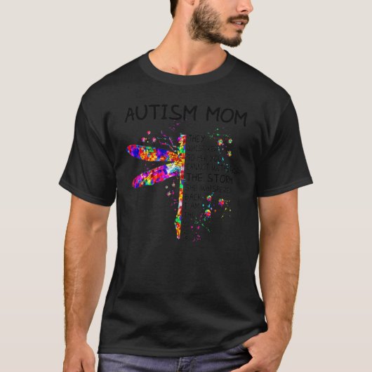 Libelle Autisme Moeder Rommelige Knot Autisme Bewu T-shirt (Voorkant)