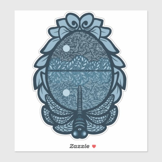 Libelle Blauwe Spiegelmeer Sticker (Vel)