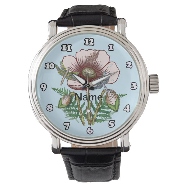 Libelle Bleke Klaproos Horloge (Voorkant)